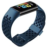 Fitbit Charge5 バンド シリコン製 ソフトバンドCharge5 専用ベルト 通気バンド 防水スポーツバンド交換用ストレッチバンド ストラップ For Fitbit Charge5 (ネービーブルー)