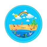 DIATO 噴水マット 犬用 子供用 プレイマット 水遊び用 夏用 0.45mm 厚み 耐久性あり アップグレード版 バスプール ペット夏の屋外水おもちゃ 裏庭用 噴水プレイマット (虹 直径170cm) [並行輸入品]