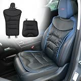Virauto シートカバー 車用 座面+背もたれ 前席 汎用 クッション 軽自動車〜普通車対応 PUレザー 防水 通気性 座布団 汚れ防止 滑り止め 固定フック付き 運転席 助手席 シート保護 内装 カーパーツ ブラック 2枚セット