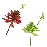 Dovewill 2点入り　人工多肉植物　花　蓮　葉　人工植物　庭　装飾　プラスチック製