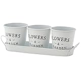 不二貿易 ガーデン フラワー  ブリキ ポット 3個セット ホワイト 24086