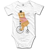MIKALミカオ　赤ちゃん 男の子 女の子 綿 自転車に乗っているクマさん ロンパース 半袖 ジャンプスーツ