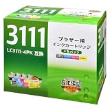 ブラザー互換 LC3111 4色パック_INK-BR3111-4P 01-3875 オーム電機