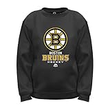 NHL Boston Bruins長袖フリースクルーネックトップ、Xラージ、ブラック