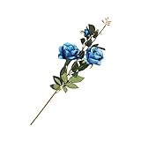 Lovoski 　３朶/束　造花　人工　シルク　バラ　薔薇　花束　結婚式　ホーム　パーティー　装飾　全６色 - 青