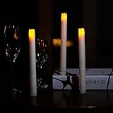 Home Impressions Battery Operated Flameless Real Wax Melted Led Taper Candle Light,Six Hour Timer,9-