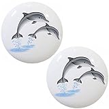 セットの2 Dolphins Jumpingセラミックキャビネット引き出しノブ