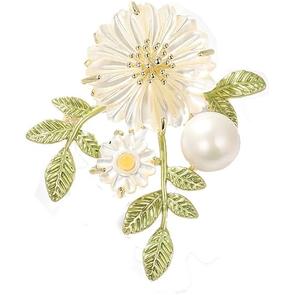 Amazon | 貝花のブローチ 真珠層 百合 貝の光沢 女性へのプチギフト 胸