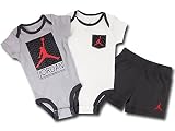 (JORDAN)ジョーダン ベビー ロンパース＆パンツ 3点セット (3-6M(3～6ヶ月), 灰白インフラレッド) [並行輸入品]