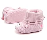 赤ちゃん 春 秋 可愛い靴 綿布 柔らかい底 滑り止め ベビーシューズ 幼児用 ウールの靴 (13cm（9-12ヶ月）, ピンク)