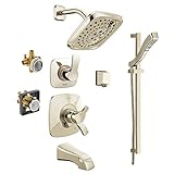 Delta KTS17T452-DRH51-PN Tesla 17T Series Tub/Shower Kit with Slide bar Hand Shower and Rough-in, Po