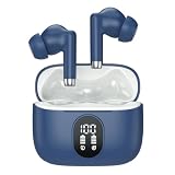 イヤホン bluetooth ワイヤレスイヤホン【2025年新型モデル】ブルートゥース ENCノイズキャンセリング Bluetooth5.3 自動ペアリング マイク付き カナル型 左右分離型 HiFi LEDディスプレイ最大30時間 再生 Type-C充電 小型/軽量 片耳/両耳 持ち運び便利 iOS/Android (ダークブルー)