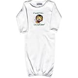 リルカブハブ1WLSOGL-36ホワイト長袖ドレス - ライオン、3-6ヶ月