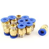 uxcell クイックフィット PC6-01 9.5mm/1/8 BSP ゴールドトーン＆ブルー 12個入り