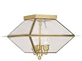 Livex Lighting 2185-02 Westover 3-Light Outdoor/Indoor Ceiling Mount, Polished Brass by Livex Lighti