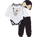 NFL新しいOrleans Saints Baby GirlボディスーツFooted、パンツとキャップセット ブラック