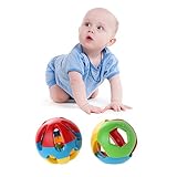 Domybest　子供おもちゃ　ハンドベル　ガラガラ　ラトル　おもちゃ　2点セット　知育玩具　音楽おもちゃ　楽器 　カラフル　手を振る楽器玩具　聴覚　視覚刺激　ランダムカラー (C) (A)