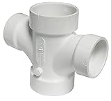 Canplas 192188 PVC DWV Double Sanitary Tee, 2 x 1-1/2-Inch, White [並行輸入品]