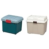 『 ボックス RVBOX 400 グレー/ダークグリーン 幅42×奥行37.5×高さ33cm』と『 ストッカー ワイドストッカー ベージュ WY-540』のセット