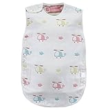 HUHU 6重ガーゼ スリーパー ベビー パジャマ ふわふわ コットン 柔らかい 綿 (ヘリ)