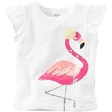 Carter's(カーターズ) フラッタースリーブシークインフラミンゴティ ホワイト トップス半袖Tシャツ 18ヶ月【並行輸入】