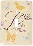 3dRose LLC lsp_79139_1 Live, Laugh, Love with Pretty Butterflies Single Toggle Switch