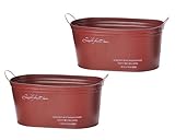 ナチュラルブリキポット オーバルＬ レッド 340×185×155Hmm 3197-A-RD 2個セット