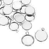uxcell 丸いペンダントブ ランクトレイ 50個10mm - ステンレス製カボションセッティングブ ランクベース DIYクラフトおよびジュ エリーメイキング用（シルバー）
