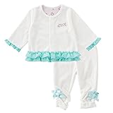 (チャックル) chuckle *スウィートガール*リボン柄ベロアトップス&ズボンセット ホワイト 60-70cm P3104-70-10