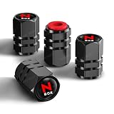N-BOX エアバルブキャップ N-BOX JF3/JF4/JF5/JF6など 全シリーズ対応 アルミ合金製 ドレスアップパーツ 軽量 高強度 腐食防止 車 自動車 タイヤバルブ 4個入 (N-BOX, ブラック)
