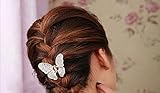 Feili【5色選択可能】1個　バタフライ　ヘアピン　ヘアクリップ　髪飾り　蝶型　子供　レディース　女の子用　ヘアアクセサリ　フラワーティアラ クリップ フォーマル キッズ ヘッドドレス　クリスタル　