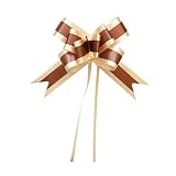 フロロラッピング ワンタッチリボン ストライプ ミニ 3 ブラウン 10枚入り 幅3 x 50cm