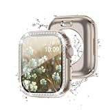 【フルカバー保護】Puptoya アップルウォッチ 防水 カバー キラキラ Apple Watch Series 9 8 7 対応 41mm ケース 2 in 1 前後の保護 PC+ガラス素材 高透過率 装着簡単 耐衝撃 iWatch 41mm スターライト