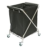ホテルリネンカート 業務用 ランドリーワゴン キャスター付き サービスカート 多目的 ダストカート付布袋 リネンカート ホテル清掃台車 折りたたみ式 業務洗濯物用かご 大型分別カート ホテ 学校 病院 工場 業務用ハンドトラック 90*65*55CM グレー