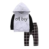 Cutelove　コート+ロングパンツ2点セット　帽子付き　チェック柄　マッチングしやすい　トップス　長袖　綿　男の子　ベビー　ボーイズ　赤ちゃん　幼児　ベビー服　秋　可愛い　ファッション　素敵　カジ