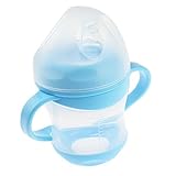 赤ちゃんのストローボトル　かわいい　子供幼児ソフト ダックビル口飲むボトル　ハンドル シッピー カップ 　?160 ML　ブルー