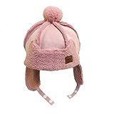 ポンポン 耳あて 帽子 ベビー 防寒帽 パイロット キャップ キッズ 男の子 女の子 2~5歳 ピンク