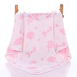 6重ガーゼ ベビーケット ひざ掛け 通気性　保温性 ふわふわガーゼタオル 子供バスタオル キッズ用ブランケット 110x110cm 動物園 ピンク