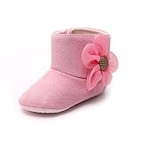 Hzjundasi 冬 赤ちゃん シューズ 新生児 ベビー ボーイズ ガールズ アンチスリップ 花 スノーブーツ 最初のウォーキング 靴 0-24ヶ月 内側の長さ:11cm(4.33in)