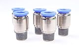 「ノーブランド品」エア作動継手1/4" OD Tube x 1/8" Male NPT 直輪フィッティング(5個入）