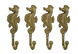 メタル装飾壁フックゴールド仕上げCoastalタツノオトシゴ4 Pieceメタル壁フックセット2.5 X 7.25 X 1.75インチゴールドモデル# 46835
