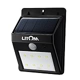 Litom 8LED ソーラーライト ワイヤレス人感センサーライト 夜間自動点灯 屋外照明用 庭先/壁掛け/玄関周りなど適用