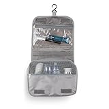 トラベルトイレタリーバッグ 化粧メイクポーチトイレケースケースウォッシュオーガナイザーポータブルメイク 化粧バッグ 防水ハンギングトラベルキット-グレー