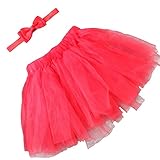 MIOIM チュチュスカート ベビー ヘアバンド付き tutu チュールスカート 赤ちゃん キッズ レインボースカート 記念撮影 小道具 出産お祝い (L/0~2歳/腰囲19cm, レッド)