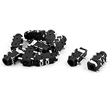 DealMux Plastic 5 Pins Panel Mount 3.5mm Stereo Headphone Socket Connector Adapter 10 Pcs Black