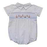 Carriageブティックベビー男の子Hand Smockedクラシッククリーパー – ホワイトMini Sail Boats カラー: ホワイト