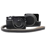 VOVMOEYA Panasonic Lumix DC-TZ99用ケース - Lumix TZ99/ZS99ケース用PUレザー傷防止カバー、取り外し可能な保護カバー付き、調節可能なショルダーストラップ付き, ブラック