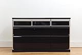 UV塗装 鏡面仕上げ 幅120cm 3段ローチェスト ブラック 完成品