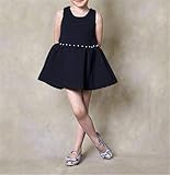 Candykids 子ども服 女の子ドレス　ノースリーブ ワンピース 女の子 　フォーマルワンピース　結婚式ドレス　演奏会ワンピース (100cm, ブラック)
