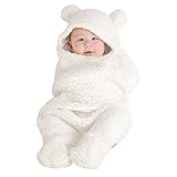 かわいい面白い新生児幼児の赤ちゃん幸運な太陽少女の幼児の赤ちゃん0歳 1歳 寝るラップ毛布の写真は、カシミアの材料をプロップ暖かい冬服 出産祝い (白)